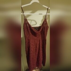 Elegant Burgundy Lace Slip Dress